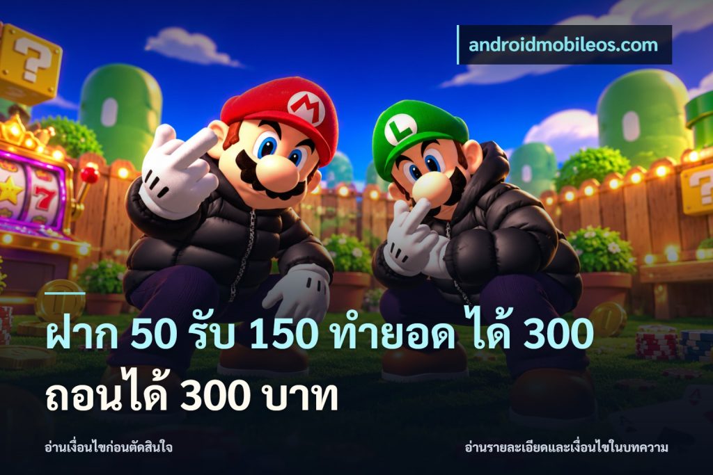 ฝาก 50 รับ 150 ทํายอด ได้ 300 ถอนได้ 300 บาท