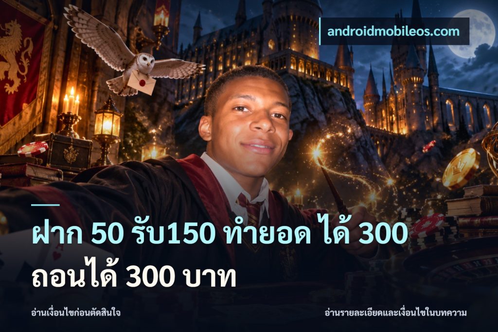 ฝาก 50 รับ150 ทำยอด ได้ 300 ถอนได้ 300 บาท
