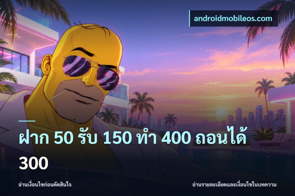 ฝาก 50 รับ 150 ทํา 400 ถอนได้ 300
