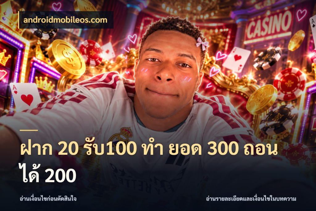 ฝาก 20 รับ100 ทํา ยอด 300 ถอนได้ 200 เปิดมุมโปรให้เข้ากับเกมแนวโปรด สไตล์ androidmobileos.com