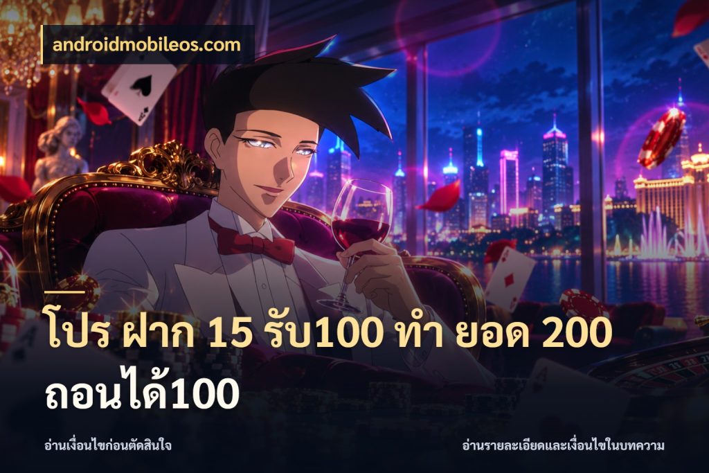 โปร ฝาก 15 รับ100 ทํา ยอด 200 ถอนได้100 สีสันของโปรฝากและยอดรับ ในมุม androidmobileos.com