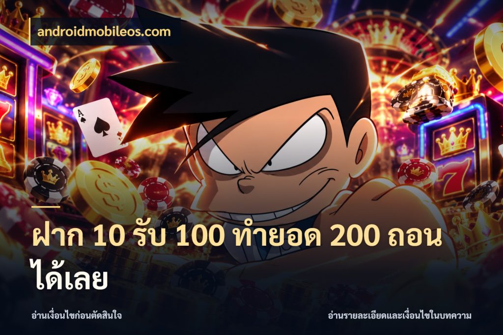 ฝาก 10 รับ 100 ทํายอด 200 ถอนได้เลย โปรยอดรับที่สายเกมสนใจ สไตล์ androidmobileos.com