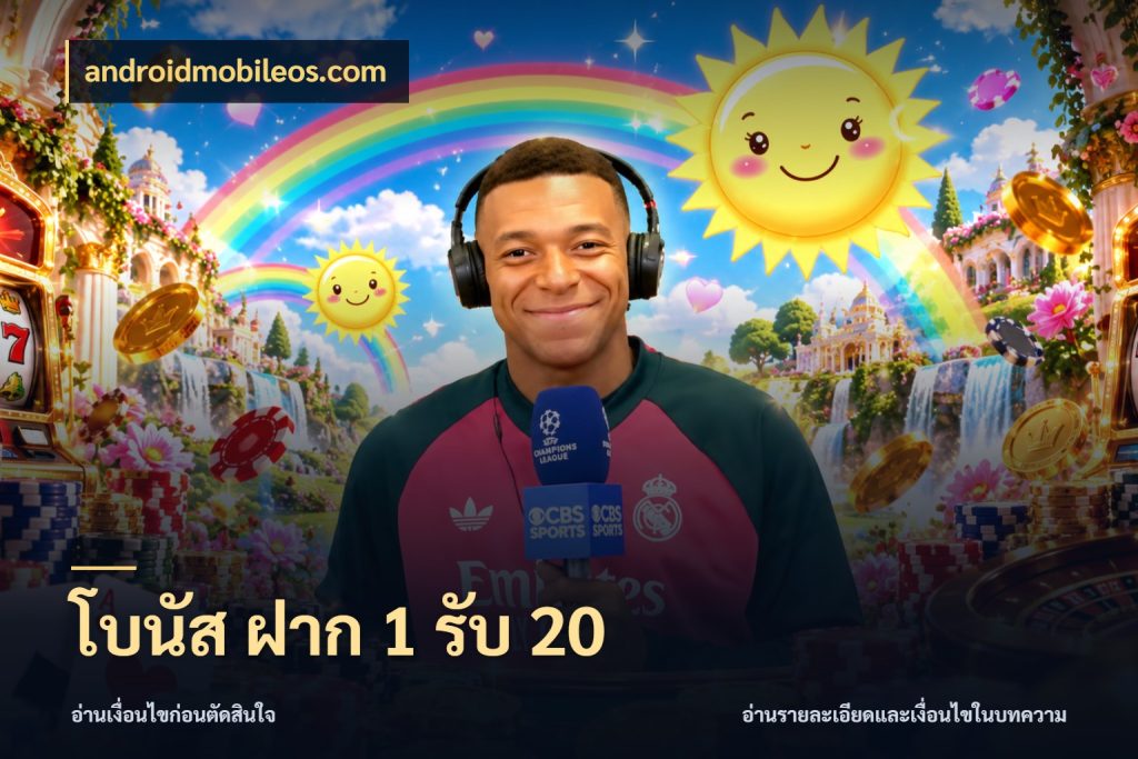 โบนัส ฝาก 1 รับ 20 โปรยอดรับที่สายเกมสนใจ ในมุม androidmobileos.com