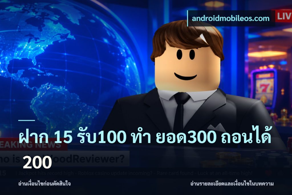 ฝาก 15 รับ100 ทํา ยอด300 ถอนได้ 200